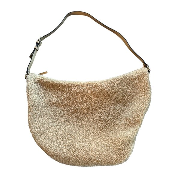 Mali + Lili Anthropology  Cream Sherpa Hobo Bag With Adjustable Strap - Picture 1 of 5